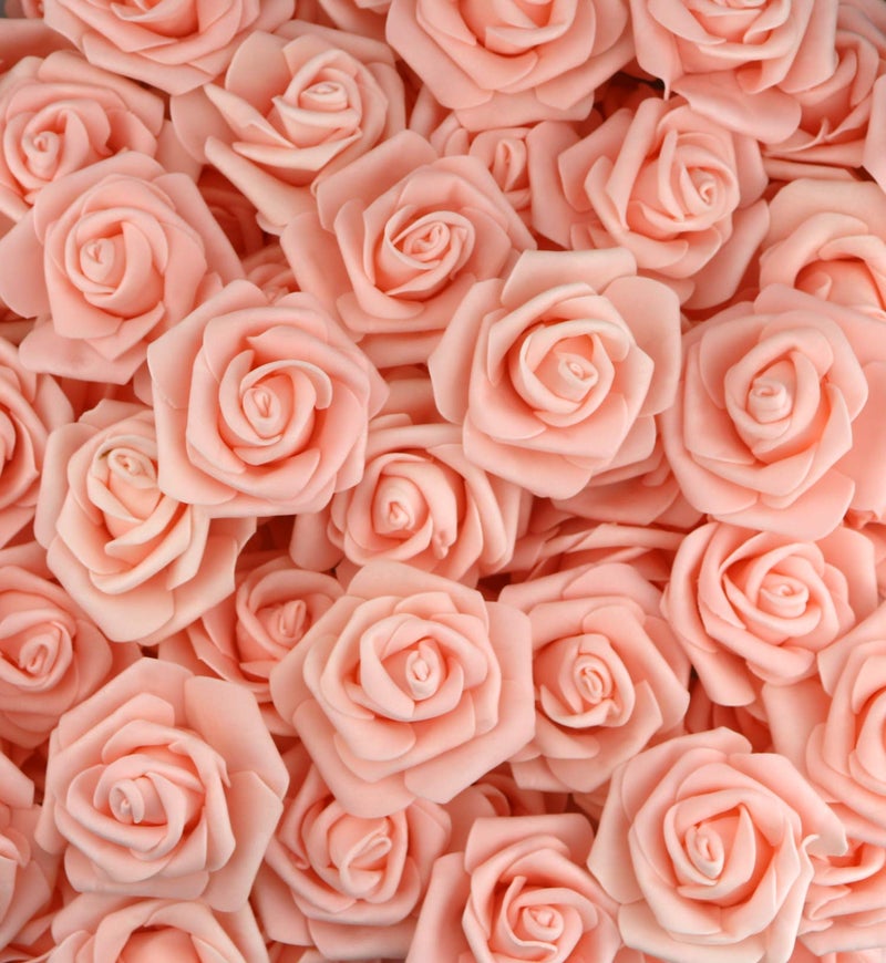 Lightingsky 3 x 1.6 x 3 inches 100pcs DIY Real Touch 3D Artificial Foam Rose Head Without Stem for Wedding Party Home Decoration (Champagne) - Image 4